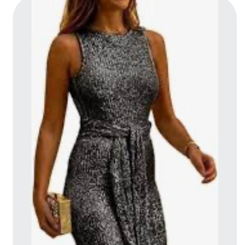 New Nicole Miller Shimmer/Metallic Jumpsuit in Silver - Picture 8 of 12